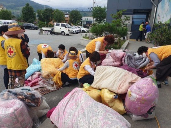 영주 6-봉현적십자회, 취약계층 이불세탁 지원사업 추진 (이불을 수거해 정리하는 장면).jpg