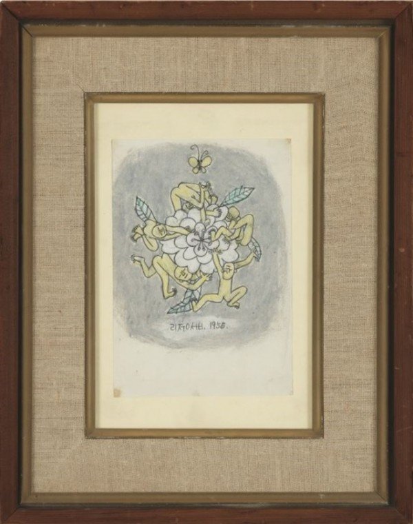 [문화예술회과] 이중섭  꽃과 노란 어린이  1955  종이에 펜과 유채  22x15cm.JPG