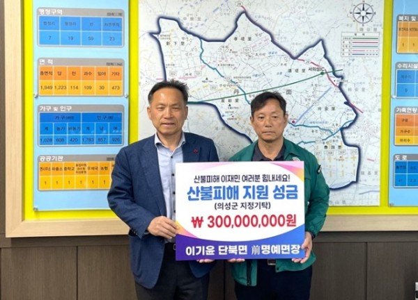 01의성군제공 단북면 이기윤 前명예면장, 의성군 산불 피해 복구 성금 3억원 전달).jpg